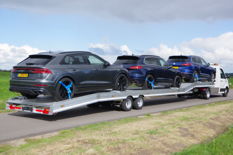 MAN 5.160 met 13,82m Auto oplegger 3 terreinwagen ra 3