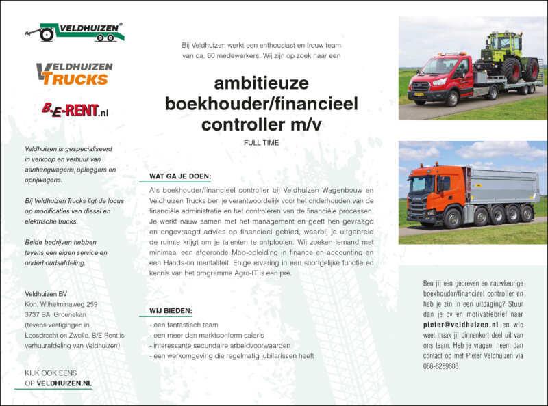 Veldhuizen Wagenbouw vacature boekhouder 2023-05.indd